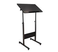 Podium portable réglable avec roulettes, support de haut-parleur noir pour églises, conférences et auditoriums - Chaire polyvalente avec étagère de rangement (80 x 40 x 140 cm)