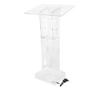 Podium Pupitre debout en acrylique transparent avec support Lucite, support de podium, plate-forme de lecture, bureau debout transparent pour église, conférence, mariage, salle de classe avec lumière