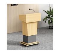 Podium réglable en bois pour conférences Pupitre avec fonction de levage Design stable Facile à déplacer avec roues universelles Parfait pour les conférences en public et les présentations