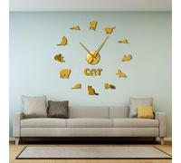 PODODO American Shorthair DIY Big Wall Horloges Domestic Cat Home Decor I Love Cats Wall Art Long Hands Big Time Wall Clock