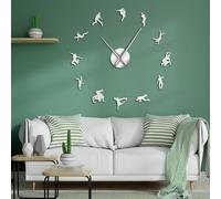 PODODO Autocollant mural avec silhouette de danseuses de hip-hop - Grandes horloges murales contemporaines - Danseur pause danse - DIY - Montre murale - Décoration de studio de danse