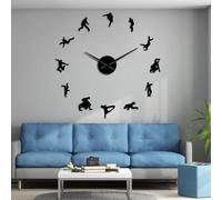 PODODO Autocollant mural avec silhouette de danseuses de hip-hop - Grandes horloges murales contemporaines - Danseur pause danse - DIY - Montre murale - Décoration de studio de danse