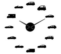 PODODO Horloge murale à suspendre avec illustration de voitures pour garçons - Grande horloge murale vintage automobile - Décoration d'intérieur - Noir - 68,6 cm