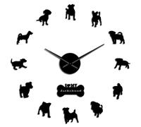 PODODO Horloge murale en acrylique Jack Russell Terrier teckel races de chiens mixtes à faire soi-même - Décoration murale à effet miroir (noir, 94 cm)