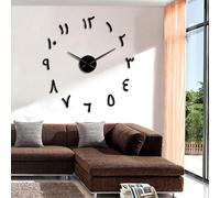 PODODO Horloge murale géante avec chiffres arabes - Autocollants en acrylique effet miroir - Sans cadre - Grande montre murale silencieuse - Décoration d'intérieur
