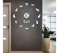 PODODO Horloges murales 3D à faire soi-même avec miroir sans poils, sans cadre, grande horloge murale à faire soi-même