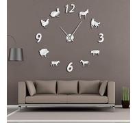 PODODO Horloges murales géantes à faire soi-même pour chambre d'enfant - Montre murale décorative - Motif animaux de la forêt - Ferme - Décoration murale sans cadre - Grande horloge murale