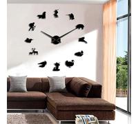 PODODO Horloges murales géantes à monter soi-même, chasseurs d'animaux exclusifs, horloge Big Time Horloge, club de chasse, décoration murale, effet miroir