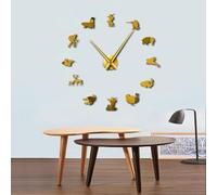 PODODO Horloges murales géantes à monter soi-même, chasseurs d'animaux exclusifs, horloge Big Time Horloge, club de chasse, décoration murale, effet miroir