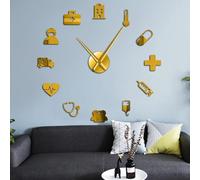 PODODO Médecine Heath Care Ambulance Grandes horloges murales DIY Miroir Acrylique Stickers muraux Art mural médical Hôpital Clinique Décor Horloge d'art