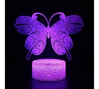 PODODO Veilleuse 3D à illusion 3D en forme de papillon, 16 couleurs changeantes, lampe décorative avec télécommande pour salon, chambre à coucher, cadeau (papillon-01)