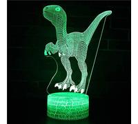 PODODO Veilleuse dinosaure 3D 16 couleurs changeantes lampe acrylique base ABS chargeur USB décoration maison jouet anniversaire Noël enfant cadeau