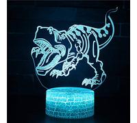 PODODO Veilleuse dinosaure 3D 16 couleurs changeantes lampe acrylique base ABS chargeur USB décoration maison jouet anniversaire Noël enfant cadeau