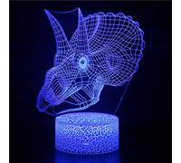 PODODO Veilleuse dinosaure 3D 16 couleurs changeantes lampe acrylique base ABS chargeur USB décoration maison jouet anniversaire Noël enfant cadeau
