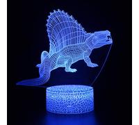PODODO Veilleuse dinosaure 3D 16 couleurs changeantes lampe acrylique base ABS chargeur USB décoration maison jouet anniversaire Noël enfant cadeau
