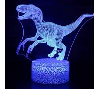 PODODO Veilleuse dinosaure 3D 16 couleurs changeantes lampe acrylique base ABS chargeur USB décoration maison jouet anniversaire Noël enfant cadeau