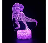 PODODO Veilleuse dinosaure 3D 16 couleurs changeantes lampe acrylique base ABS chargeur USB décoration maison jouet anniversaire Noël enfant cadeau