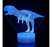 PODODO Veilleuse dinosaure 3D 16 couleurs changeantes lampe acrylique base ABS chargeur USB décoration maison jouet anniversaire Noël enfant cadeau