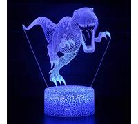 PODODO Veilleuse dinosaure 3D 16 couleurs changeantes lampe acrylique base ABS chargeur USB décoration maison jouet anniversaire Noël enfant cadeau
