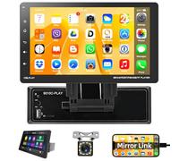 Podofo 1 Din Autoradio Bluetooth Compatible avec A-pple CarPlay, HD Autoradio Amovible à écran Tactile 9 Pouces Lecteur MP5 Fonction Mains Libres Bluetooth, Caméra de Recul, FM, AUX, USB, Lien Miroir