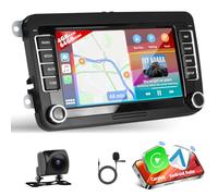 Podofo [4+64G] Autoradio pour VW Seat/Altea/Toledo/Leon/Altea XL avec Wireless CarPlay, 7" Touchscreen Bluetooth Audio avec GPS Navigation/Mirror Link/WiFi/EQ/RDS/Hi-FI+Caméra de recul