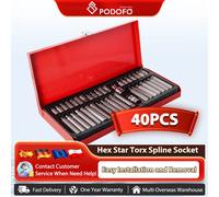 Podofo 40 pièces embout en forme d'étoile/embout en forme de fleur/embout Hexagonal intérieur/embout en forme de prune/embout à doze angles/clé à douille hexagonale 40PCS