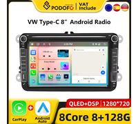 Podofo 8 "CarPlay Android Radio pour Volkswagen VW Golf Passat JETTA Skoda siège voiture système Intelligent 2din GPS stéréo type-c USB 4-64G 2.0GHz