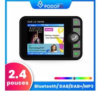 PODOFO Adaptateur radio DAB/DAB+ pour autoradio/maison, radio DAB portable de 2,4 pouces, émetteur FM mains libres Bluetooth MP3