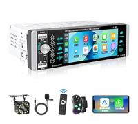 Podofo Autoradio 1 Din avec Écran avec Apple CarPlay et Android Auto Radio Stéréo pour Voiture Écran IPS 5,1 Pouces, Bluetooth, Lien Miroir, Caméra de Recul et Microphone Intégré