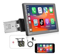 Podofo Autoradio 1 Din Compatible avec sans Fil Apple Carplay Android Auto, Écran Tactile 9 Pouces Écran Détachable Autoradio Lecteur MP5 avec Bluetooth/FM/AUX/Mirror Link + Caméra Arrière