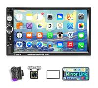 Podofo Autoradio 2 Din avec Écran Tactile avec Bluetooth Main Libre 7 Pouces Double Din Radio Lecteur MP5 Support Radio FM/AUX/Lien Miroir/Commande au Volant + Caméra de Recul