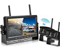 Podofo Camera de recul AHD sans Fil avec Moniteur HD 7 '' Signal Numérique 2 écran Partagé IP69 Imperméable à l’Eau Vision Nocturne pour Camping-Car Caravane LKW DC 12V-36V avec Chargeur de Voiture