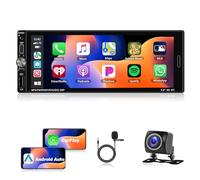 Podofo Carplay Android Auto 1Din Car Stéréo avec GPS Navi WiFi, 2+32G 6.9 Pouces Écran Tactile Poste Radio Voiture, Android Autoradio Support MirrorLink/Bluetooth/FM/USB/AUX/EQ/RDS/SWC+Caméra Arrière