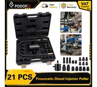 Podofo Kit d'extraction d'injecteurs pneumatiques 21 pièces pour Bosch Delphi Denso Siemens CR CRIN CAT320 Cummins pour connexion par vis de bobine solénoïde, outil professionnel de démontage et