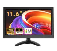 podofo Moniteur Portable 11,6 Pouces 1920 * 1080P HD LCD, Mini Moniteur pour PC, Surveillance, Ordinateur, Raspberry Pi avec HDMI/VGA/BNC/AV/Haut-Parleur intégré/VESA, 12-24V