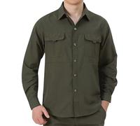 PODOLIXIA Chemise à manches longues pour homme - Respirante - Séchage rapide - Décontractée - Pour le travail, le safari - Avec poches - Pour la randonnée, le camping, les voyages, Vert kaki, 6XL