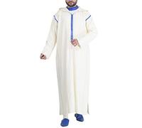 PODOLIXIA Djellaba Abaya Homme avec capuche, Vêtements islamiques pour hommes, Vêtements de prière pour hommes, Col rond, Manches longues, Robe musulmane Saoudite Arabe Dubaï Robe musulmane