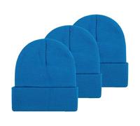 PODOLIXIA Lot de 3 bonnets d'hiver unisexes, pour homme et femme, couleur unie, en maille fine, pour homme et femme, unisexe, doux et chaud, taille unique, N, taille unique