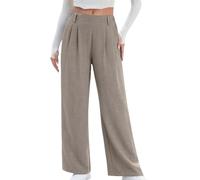 PODOLIXIA Pantalon de costume pour femme - Taille haute - Élégant - En tissu - Pour le bureau, le travail - Pantalon d'affaires - Pantalon plissé - Couleur unie - Pantalon chino drapé - Pantalon de