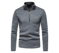 PODOLIXIA Pull pour homme avec fermeture éclair Troyer - Demi-fermeture éclair - Manches longues - Col montant - Automne - Hiver - Sweat-shirt tactique à manches longues - Coupe ajustée, gris foncé,