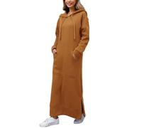 PODOLIXIA Sweat à capuche pour femme - Pull avec capuche - Automne et hiver - Chaud - Sweatshirt - Manches longues - Pull décontracté - Maxi robe longue avec poches, Orange, L