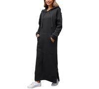 PODOLIXIA Sweat à capuche pour femme - Pull avec capuche - Automne et hiver - Chaud - Sweatshirt - Manches longues - Pull décontracté - Maxi robe longue avec poches, Noir , XL