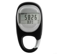 Podomètre électronique numérique 3D LCD pour fitness, course à pied, marche avec grand écran transparent et clip sécurisé ou cordon pour un transport facile (Noir)