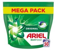 Pods 3en1 ,Lessive en Capsules,50 Lavages,Action Détachante En 1 Seul Lavage,Dissolution Rapide Même à Froid,Fabriqué en France