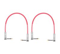 PODSJD 2 Câbles de patch guitare 12 pouces 1/4 pouce connecteur, cuivre pur, câble instrument musical 30cm, transmission audio stable - Compatible pédale, ampli, mixeur pour musiciens (Rouge)