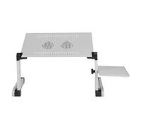 PODSJD Bureau Portable en Aluminium pour Ordinateur Portable 42x25,5cm avec Ventilateur de Refroidissement - Réglable et Pliable, Confort Optimal pour Maison et Bureau