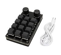 PODSJD Clavier Pavé Numérique Programmable 12 Touches avec 2 Boutons Rotatifs RGB Rétroéclairage, Fonction Zoom Volume Pause Plug and Play USB pour Jeux Bureaux Design Montage Facile