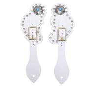 PODSJD Éperons d'équitation en Cuir Artificiel Blanc, Lot de 2 avec Strass, étrier Cheval réglable - Élégants et Robustes pour, Ajustement et Style Cowboy (Blanc)