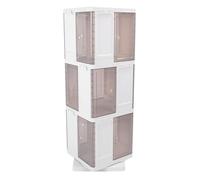 PODSJD Étagère Rotative 360° en PP, Meuble de Rangement 2 Niveaux, Bibliothèque d’Angle Compacte - Gain de Place Optimisé, Accès Facile à Vos Livres et Décorations, Idéale Chambre et (3 canapés)
