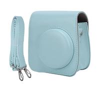 PODSJD Étui de caméra pour Mini 7+ - Housse de protection en cuir PU avec bracelet en métal réglable et design détachable pour une utilisation durable de la caméra, bleu ciel, Adaptateur universel de